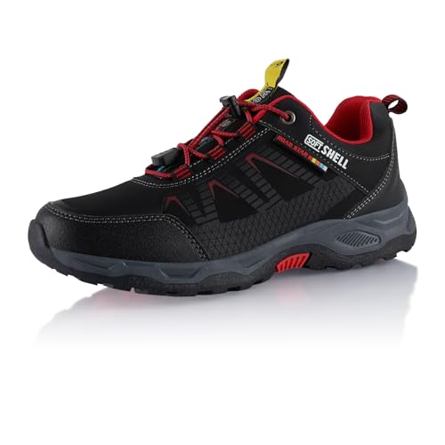 Fusskleidung® Damen Herren Wanderschuhe Softshell Trail Running Trekkingschuhe Schwarz Rot EU 44 von Fusskleidung