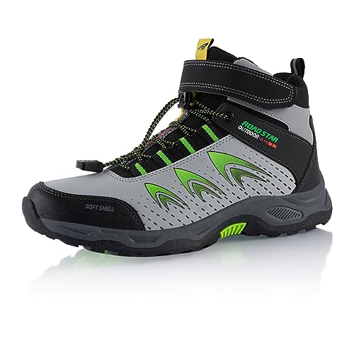 Fusskleidung® Damen Herren Wanderschuhe Softshell Trail Running Trekkingschuhe Wanderstiefel Grau Grün EU 38 von Fusskleidung
