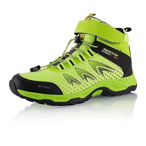 Fusskleidung® Damen Herren Wanderschuhe Softshell Trail Running Trekkingschuhe Wanderstiefel Grün Schwarz EU 41 von Fusskleidung
