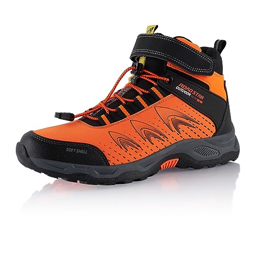 Fusskleidung® Damen Herren Wanderschuhe Softshell Trail Running Trekkingschuhe Wanderstiefel Orange Schwarz EU 38 von Fusskleidung