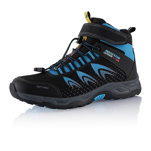 Fusskleidung® Damen Herren Wanderschuhe Softshell Trail Running Trekkingschuhe Wanderstiefel Schwarz Blau EU 36 von Fusskleidung