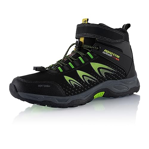 Fusskleidung® Damen Herren Wanderschuhe Softshell Trail Running Trekkingschuhe Wanderstiefel Schwarz Grün EU 38 von Fusskleidung