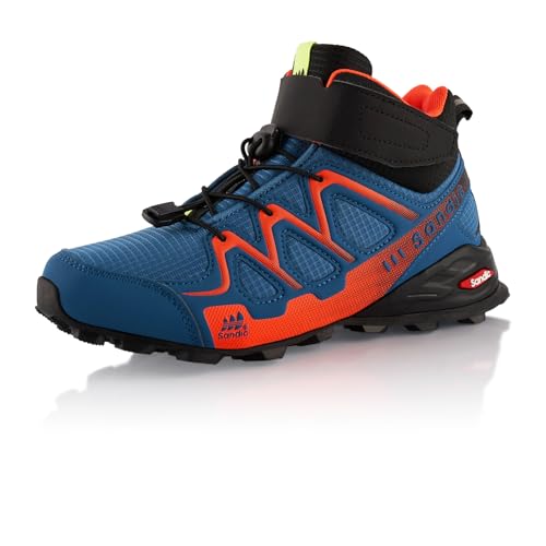 Fusskleidung® Damen Herren Wanderschuhe Trail Running Stiefel Wanderstiefel Blau Orange EU 38 von Fusskleidung