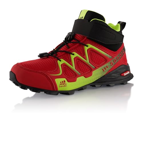 Fusskleidung® Damen Herren Wanderschuhe Trail Running Stiefel Wanderstiefel Rot Grün EU 39 von Fusskleidung