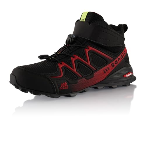 Fusskleidung® Damen Herren Wanderschuhe Trail Running Stiefel Wanderstiefel Schwarz Rot EU 43 von Fusskleidung