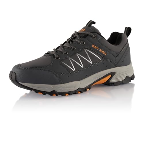 Fusskleidung® Damen Herren Wanderschuhe Softshell Trail Running Trekkingschuhe Grau Orange EU 41 von Fusskleidung