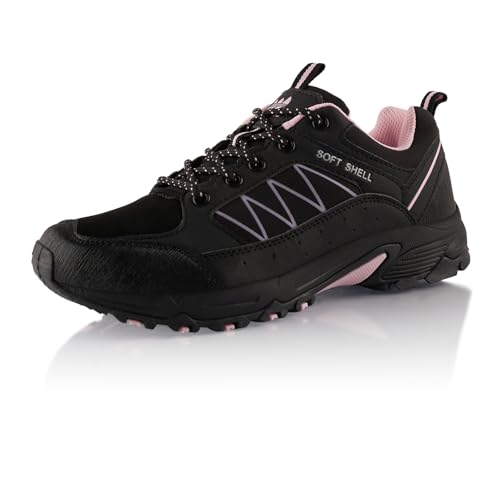 Fusskleidung® Damen Herren Wanderschuhe Softshell Trail Running Trekkingschuhe Schwarz Rosa EU 39 von Fusskleidung