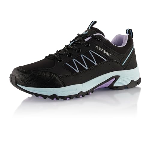 Fusskleidung® Damen Herren Wanderschuhe Softshell Trail Running Trekkingschuhe Schwarz Türkis EU 38 von Fusskleidung
