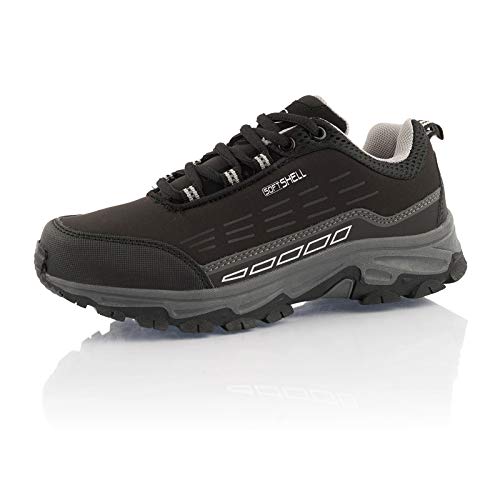 Fusskleidung® Damen Herren Wanderschuhe Wasserabweisende Trekkingschuhe Schwarz Grau EU 36 von Fusskleidung