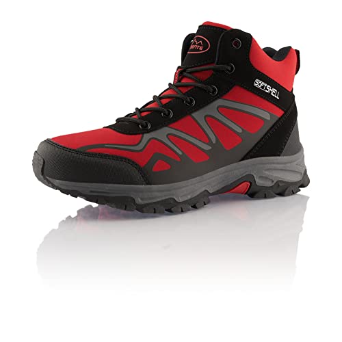 Fusskleidung® Damen Herren Wanderschuhe Wasserabweisende Wanderstiefel Rot Schwarz EU 37 von Fusskleidung