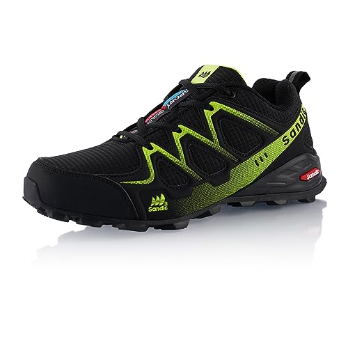 Fusskleidung® Damen Herren Wanderschuhe atmungsaktive Trail Running Trekkingschuhe Schwarz Gruen Dunkelgrau EU 42 von Fusskleidung