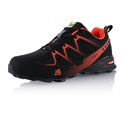 Fusskleidung® Damen Herren Wanderschuhe atmungsaktive Trail Running Trekkingschuhe Schwarz Schwarz Orange EU 43 von Fusskleidung