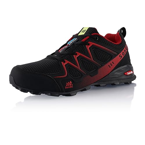 Fusskleidung® Damen Herren Wanderschuhe atmungsaktive Trail Running Trekkingschuhe Schwarz Schwarz Rot EU 41 von Fusskleidung