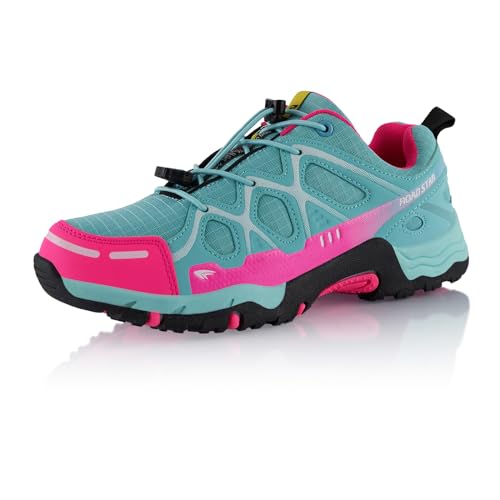 Fusskleidung® Damen Herren Wanderschuhe atmungsaktive Trekkingschuhe Blau Schwarz Pink EU 38 von Fusskleidung