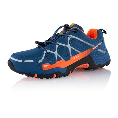 Fusskleidung® Damen Herren Wanderschuhe atmungsaktive Trekkingschuhe Dunkelblau Orange EU 41 von Fusskleidung