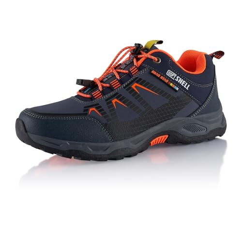 Fusskleidung® Damen Herren Wanderschuhe Softshell Trail Running Trekkingschuhe Dunkelblau Orange EU 41 von Fusskleidung
