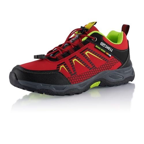 Fusskleidung® Damen Herren Wanderschuhe Softshell Trail Running Trekkingschuhe Rot Schwarz EU 37 von Fusskleidung
