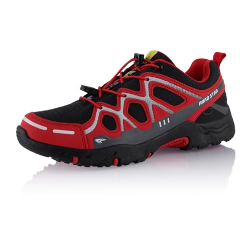 Fusskleidung® Damen Herren Wanderschuhe atmungsaktive Trekkingschuhe Rot Schwarz EU 37 von Fusskleidung