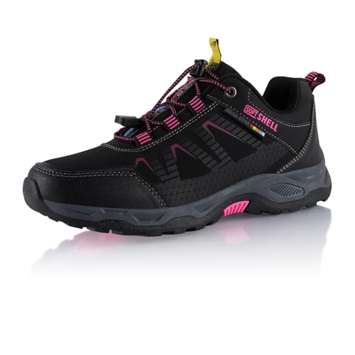 Fusskleidung® Damen Herren Wanderschuhe Softshell Trail Running Trekkingschuhe Schwarz Pink EU 40 von Fusskleidung