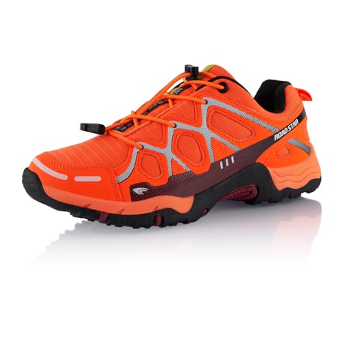 Fusskleidung® Damen Herren Wanderschuhe atmungsaktive Trekkingschuhe Orange Dunkelrot Weiß EU 38 von Fusskleidung