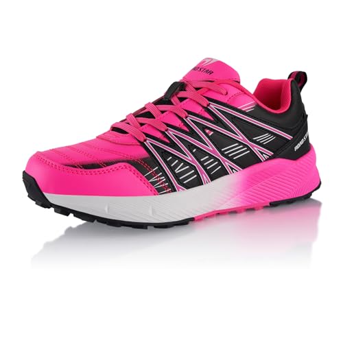 Fusskleidung® Damen Herren Wanderschuhe Atmungsaktive Trail Running Trekkingschuhe Pink Schwarz EU 41 von Fusskleidung