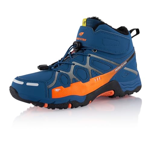 Fusskleidung® Damen Herren Wanderschuhe warm gefütterte Blau Orange EU 38 von Fusskleidung