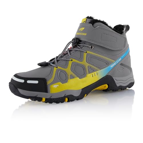 Fusskleidung® Damen Herren Wanderschuhe warm gefütterte Grau Gelb Schwarz EU 45 von Fusskleidung