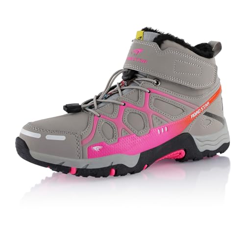 Fusskleidung® Damen Herren Wanderschuhe warm gefütterte Grau Pink EU 41 von Fusskleidung