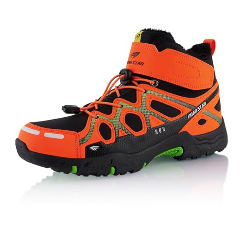Fusskleidung® Damen Herren Wanderschuhe warm gefütterte Orange Schwarz Grün EU 46 von Fusskleidung
