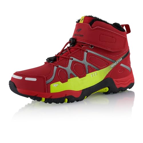 Fusskleidung® Damen Herren Wanderschuhe warm gefütterte Rot Grün EU 38 von Fusskleidung