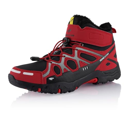 Fusskleidung® Damen Herren Wanderschuhe warm gefütterte Rot Schwarz Weiß EU 46 von Fusskleidung