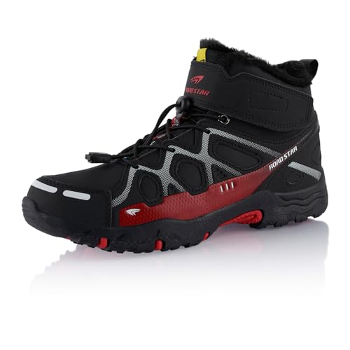 Fusskleidung® Damen Herren Wanderschuhe warm gefütterte Schwarz Rot Schwarz EU 43 von Fusskleidung