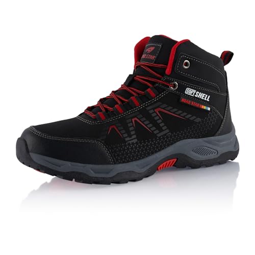 Fusskleidung® Damen Herren Wanderschuhe warm gefütterte Softshell Stiefel Schwarz Rot 38 von Fusskleidung