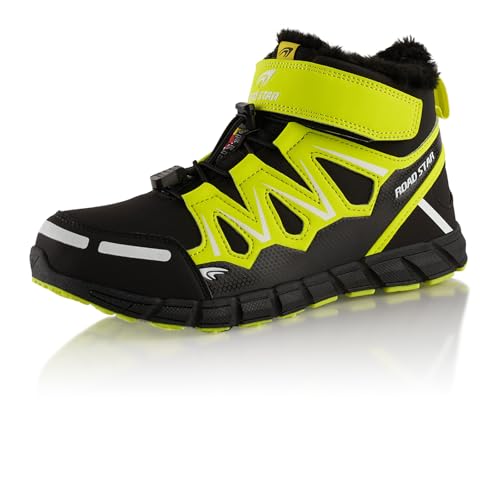 Fusskleidung® Damen Herren Wanderschuhe warm gefütterte Winterstiefel Gelb Schwarz EU 40 von Fusskleidung