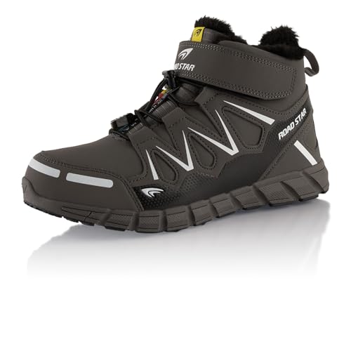 Fusskleidung® Damen Herren Wanderschuhe warm gefütterte Winterstiefel Grau Weiß EU 45 von Fusskleidung