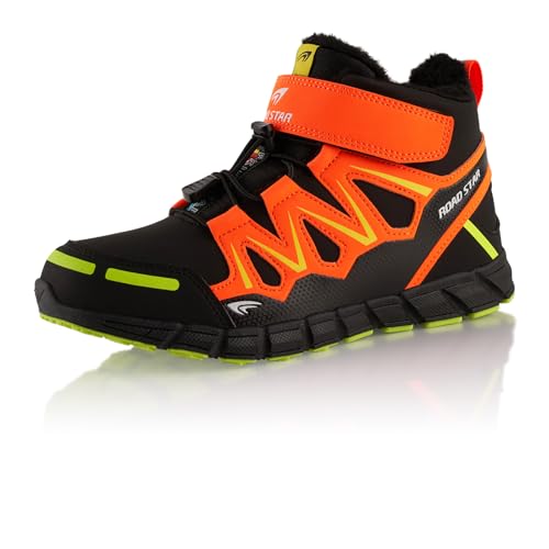 Fusskleidung® Damen Herren Wanderschuhe warm gefütterte Winterstiefel Orange Schwarz Grün EU 42 von Fusskleidung