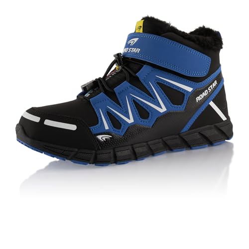 Fusskleidung® Damen Herren Wanderschuhe warm gefütterte Winterstiefel Schwarz Blau Weiß EU 38 von Fusskleidung