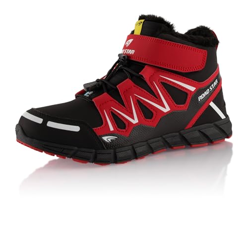Fusskleidung® Damen Herren Wanderschuhe warm gefütterte Winterstiefel Schwarz Rot Weiss EU 39 von Fusskleidung