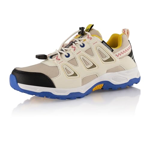 Fusskleidung® Damen Herren Wanderschuhe wasserdichte Trail Running Trekkingschuhe Beige Blau EU 37 von Fusskleidung