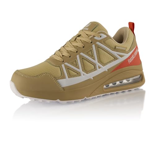 Fusskleidung® Damen Herren Wanderschuhe wasserdichte Trail Running Trekkingschuhe Beige Weiß EU 42 von Fusskleidung