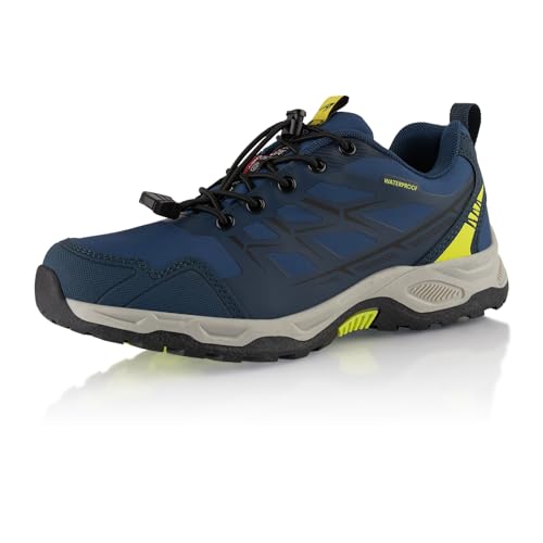 Fusskleidung® Damen Herren Wanderschuhe wasserdichte Trail Running Trekkingschuhe Blau Gelb EU 46 von Fusskleidung