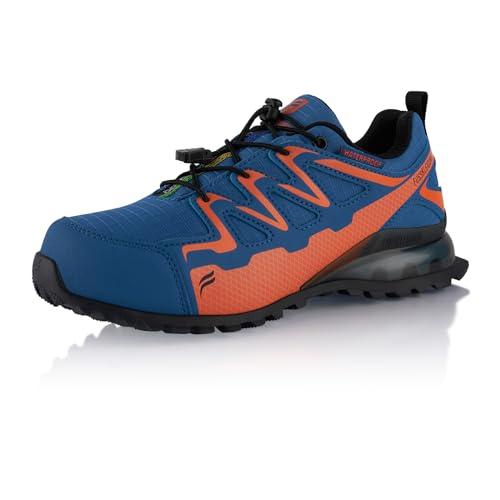 Fusskleidung® Damen Herren Wanderschuhe wasserdichte Trail Running Trekkingschuhe Blau Orange EU 38 von Fusskleidung