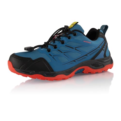 Fusskleidung® Damen Herren Wanderschuhe wasserdichte Trail Running Trekkingschuhe Blau Orange Schwarz EU 44 von Fusskleidung