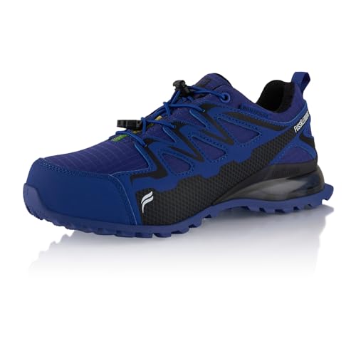 Fusskleidung® Damen Herren Wanderschuhe wasserdichte Trail Running Trekkingschuhe Blau Schwarz EU 38 von Fusskleidung