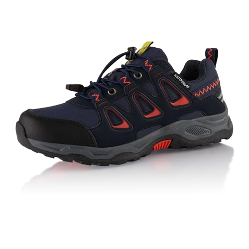 Fusskleidung® Damen Herren Wanderschuhe wasserdichte Trail Running Trekkingschuhe Dunkelblau Orange EU 38 von Fusskleidung