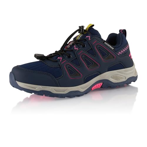 Fusskleidung® Damen Herren Wanderschuhe wasserdichte Trail Running Trekkingschuhe Dunkelblau Pink EU 41 von Fusskleidung