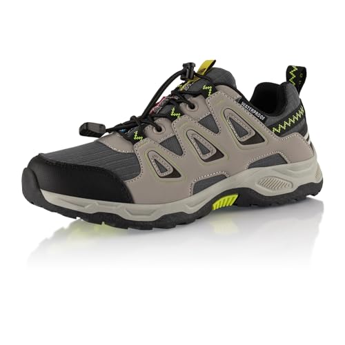 Fusskleidung® Damen Herren Wanderschuhe wasserdichte Trail Running Trekkingschuhe Grau Grün EU 38 von Fusskleidung