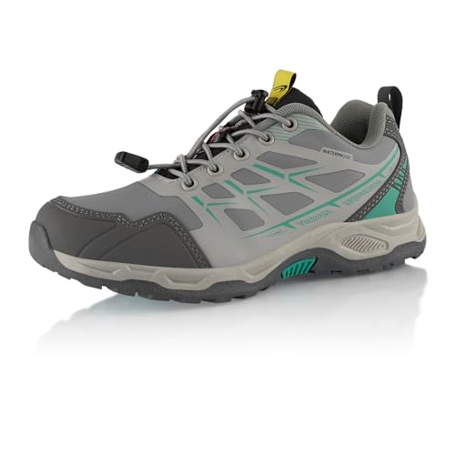 Fusskleidung® Damen Herren Wanderschuhe wasserdichte Trail Running Trekkingschuhe Grau Türkis EU 41 von Fusskleidung