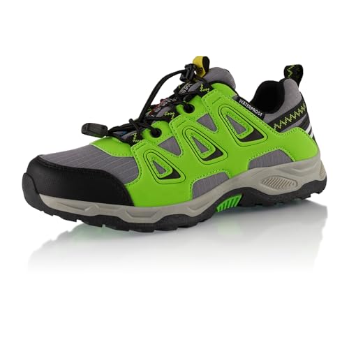 Fusskleidung® Damen Herren Wanderschuhe wasserdichte Trail Running Trekkingschuhe Grün Grau EU 36 von Fusskleidung