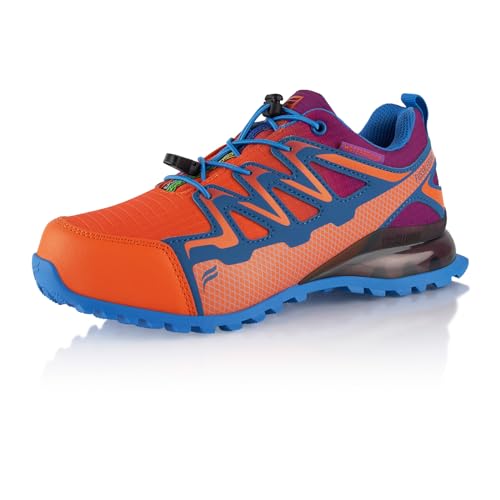 Fusskleidung® Damen Herren Wanderschuhe wasserdichte Trail Running Trekkingschuhe Orange Blau EU 36 von Fusskleidung